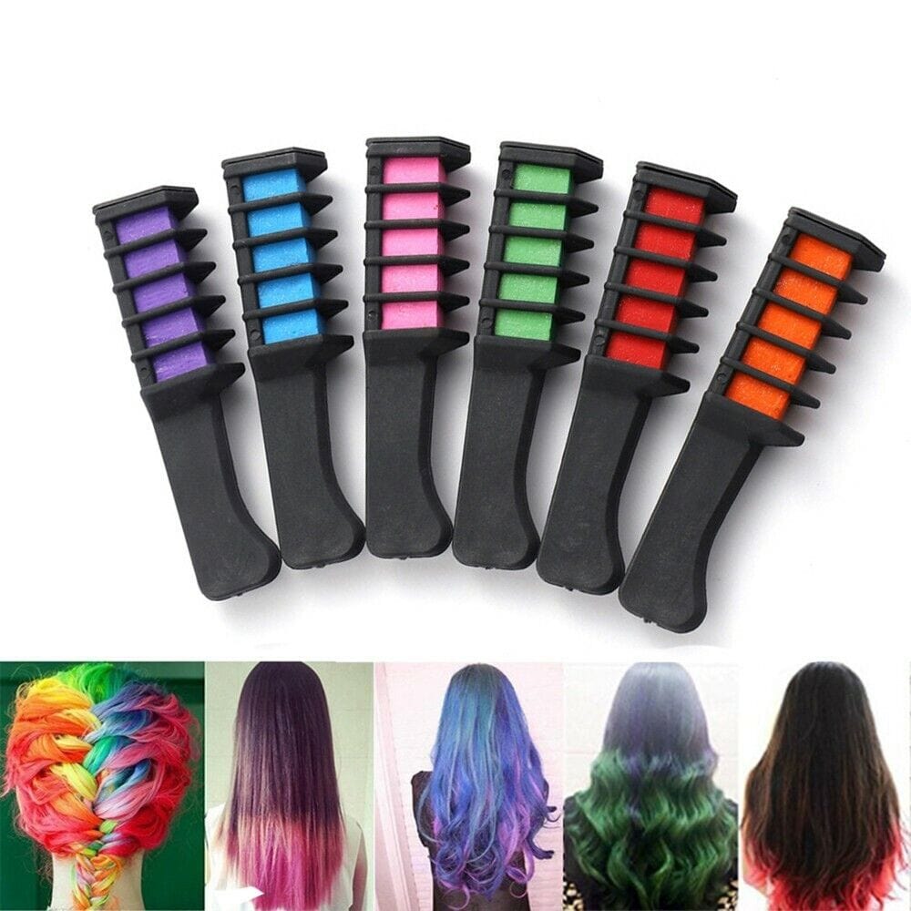 Hair Color Highlights Brush Natural Hair Colorured Comb - Hair Chalk Comb Hair Chalk Comb (Pack of 6)