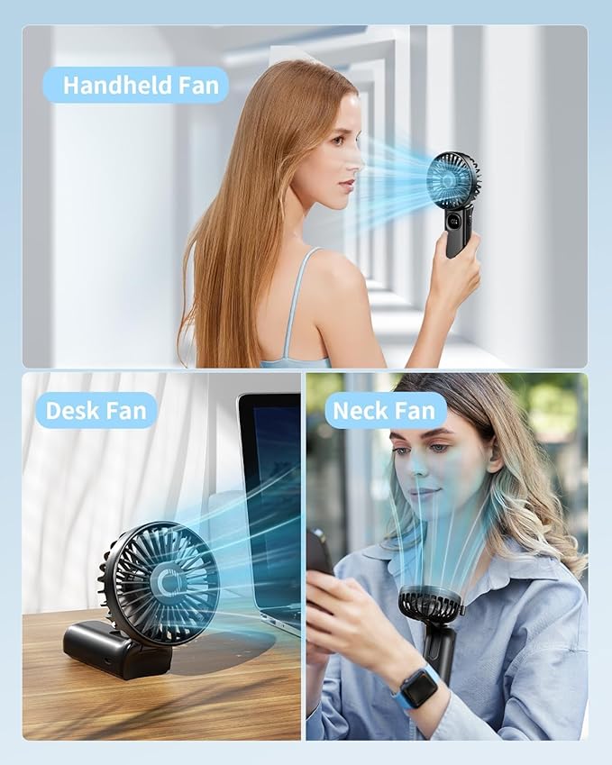 Handheld Fan | Hand Mini Fan Battery Rechargeable Portable Miniature Handheld Fan - Handheld Fan Powerful Handheld Fan with Display