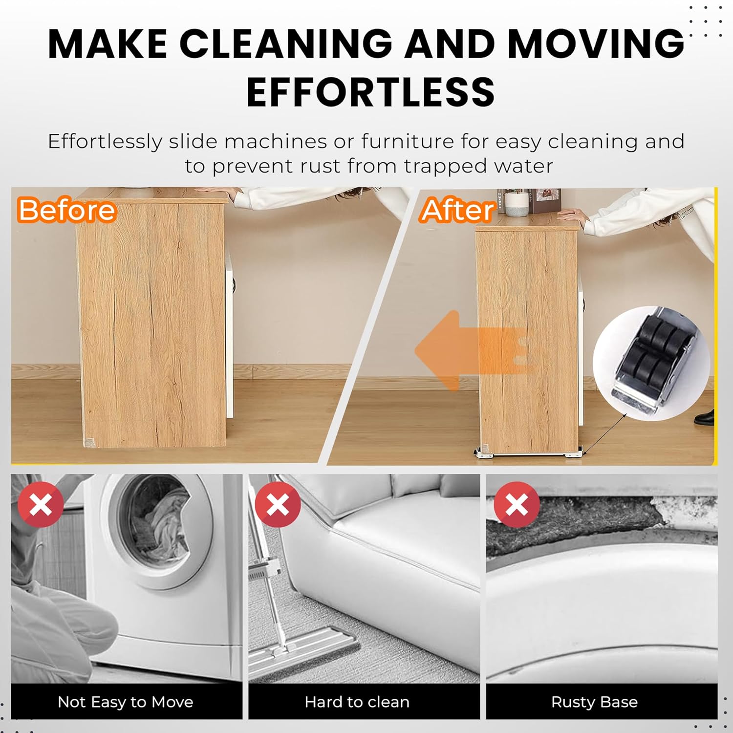 Heavy Duty Appliance Roller Stand (Set of 2) | Washing Machine Stand Movable Adjustable Accessories Heavy Duty Appliance Roller Stand (Set of 2)