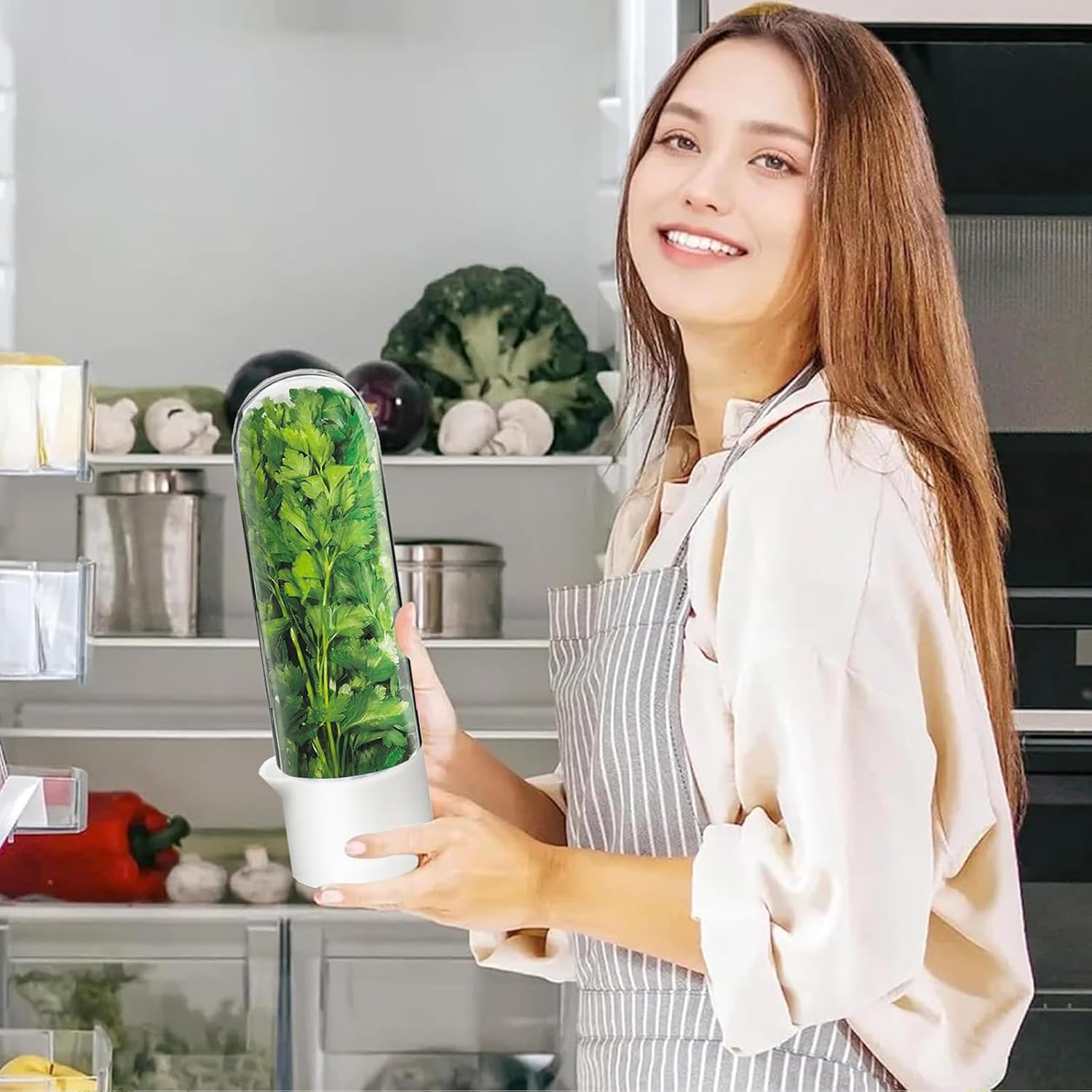 Herb Saver Pod Container | Storage Box Plastic Containers Kitchen Food Fridge Organizer - Pack of 1 - Herb Saver Pod Container