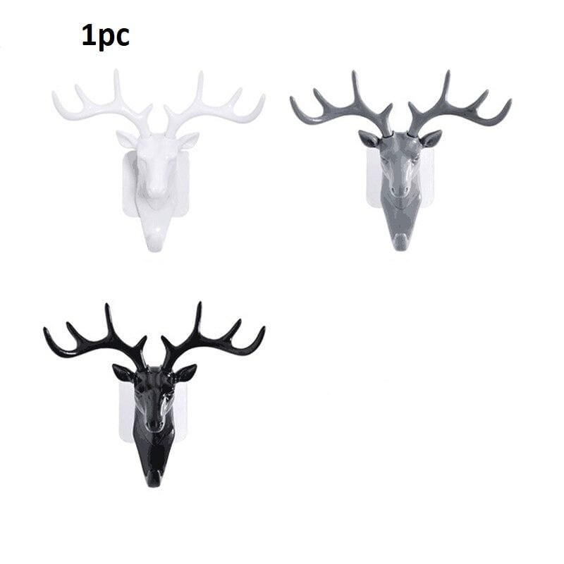 Home Decoration Wall Hanging Decorative Wall Hanger Key Holder - Self Adhesive Deer Head Hanging Hook (Pack of 2) Self-adhesive Deer Head Hanging Hook