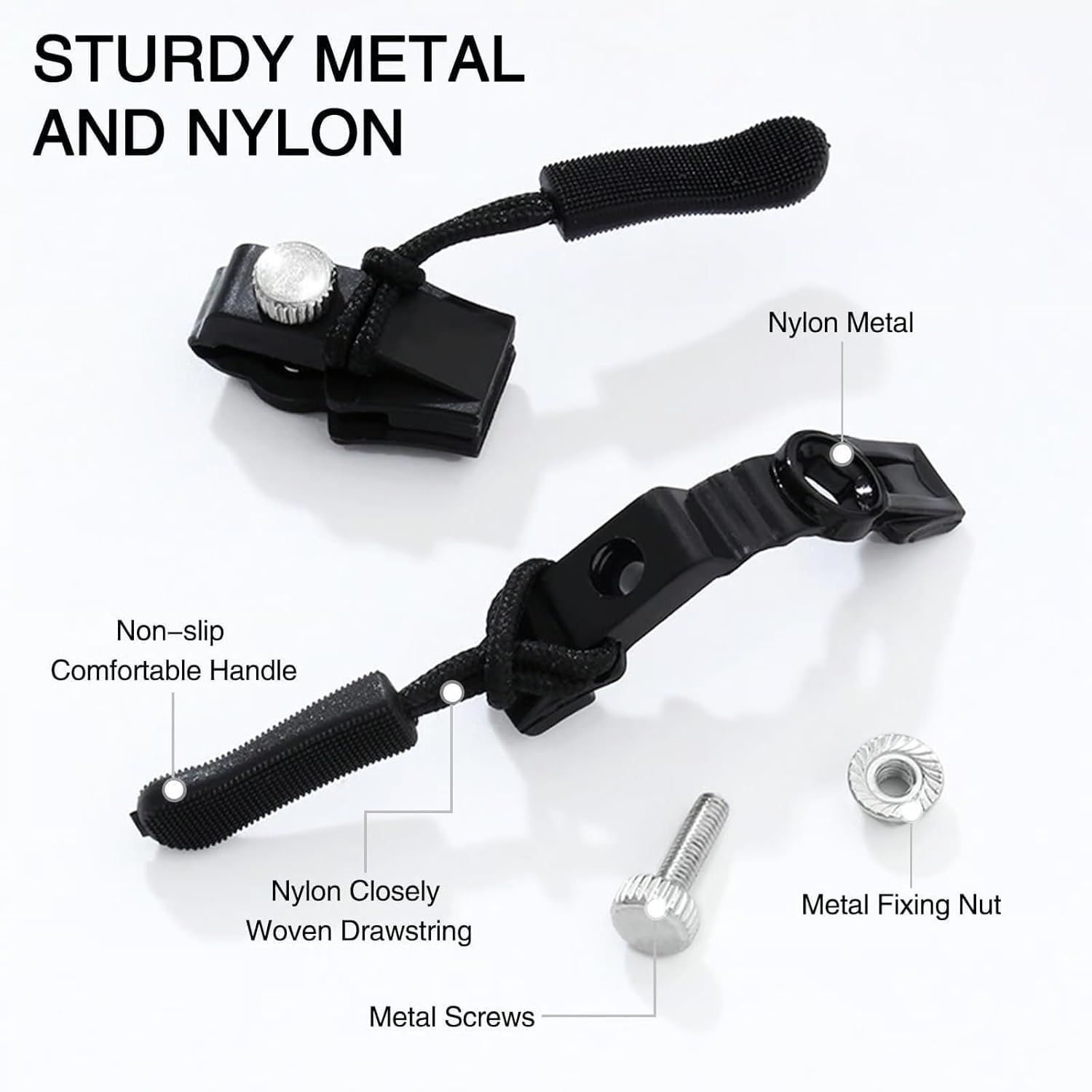 Instant Zipper Sliders (Pack of 10) | Zipper Puller Jacket Bag Zipper Slider Universal Zipper Set - Instant Zipper Sliders (Pack of 10)