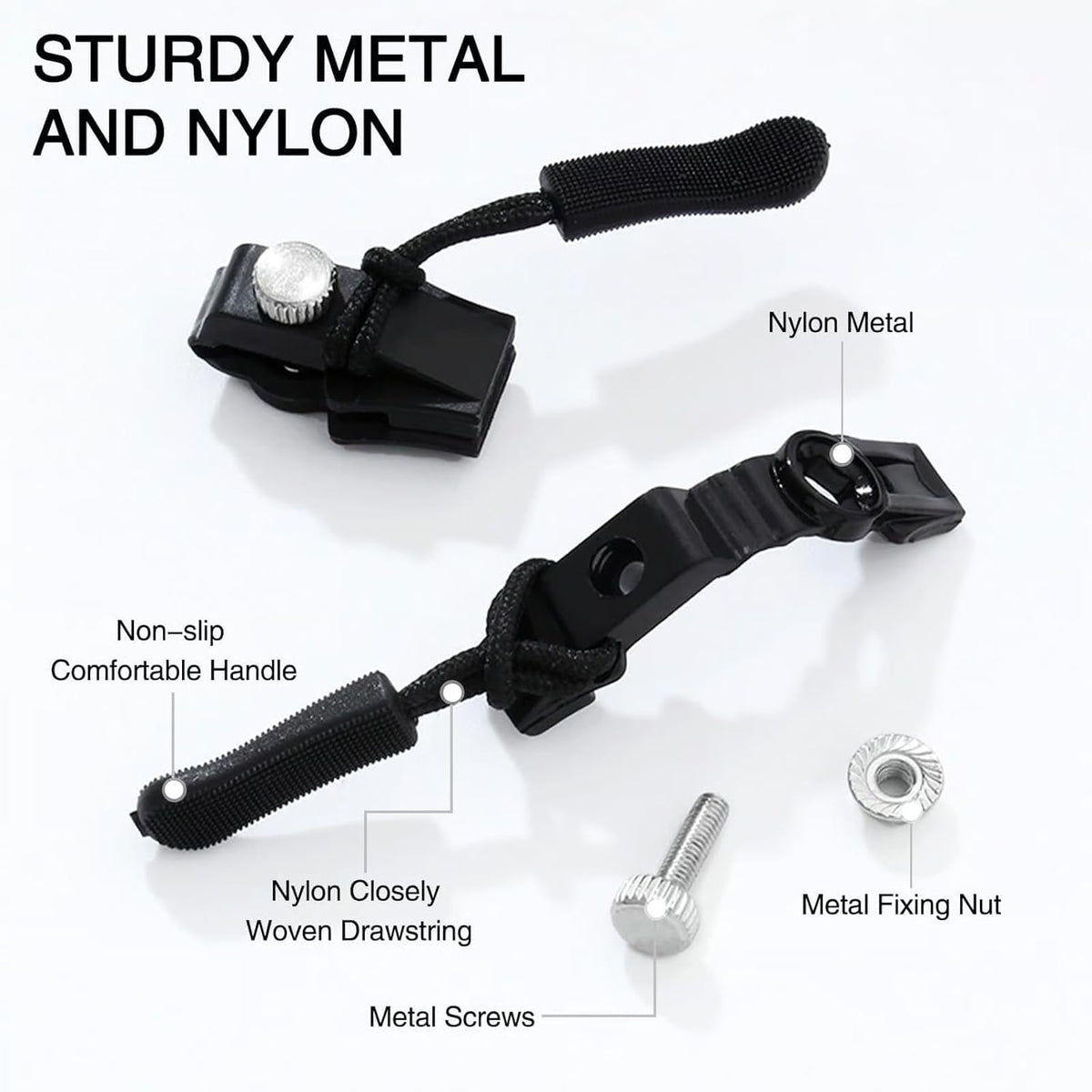 Instant Zipper Sliders (Set of 10) | Zipper Puller Jacket Bag Zipper Slider Universal Zipper Set Instant Zipper Sliders (Set of 10)