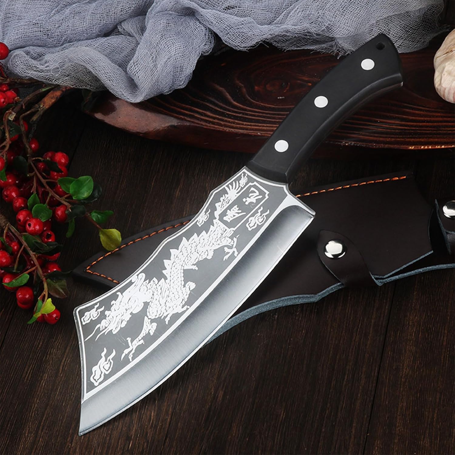 Japanese Dragon Slicer Knife | Dragon Knife Hand Made Steel Forged Titanium Japenese Knife Japanese Dragon Slicer Knife