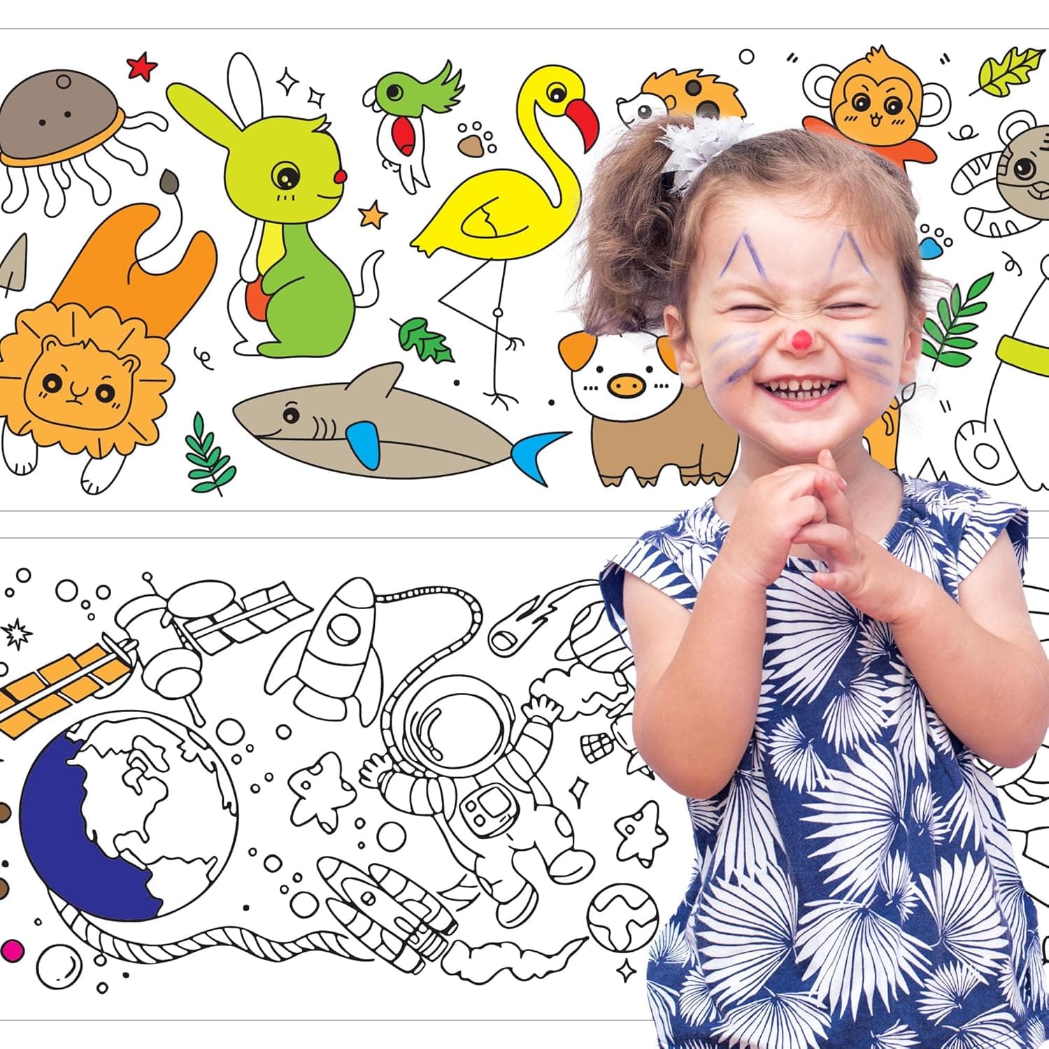 Kids Giant Drawing Roll (Set of 2) | Childrens Coloring Cartooning Paper Roll Drawing Art Supplies Kids Giant Drawing Roll (Set of 2)