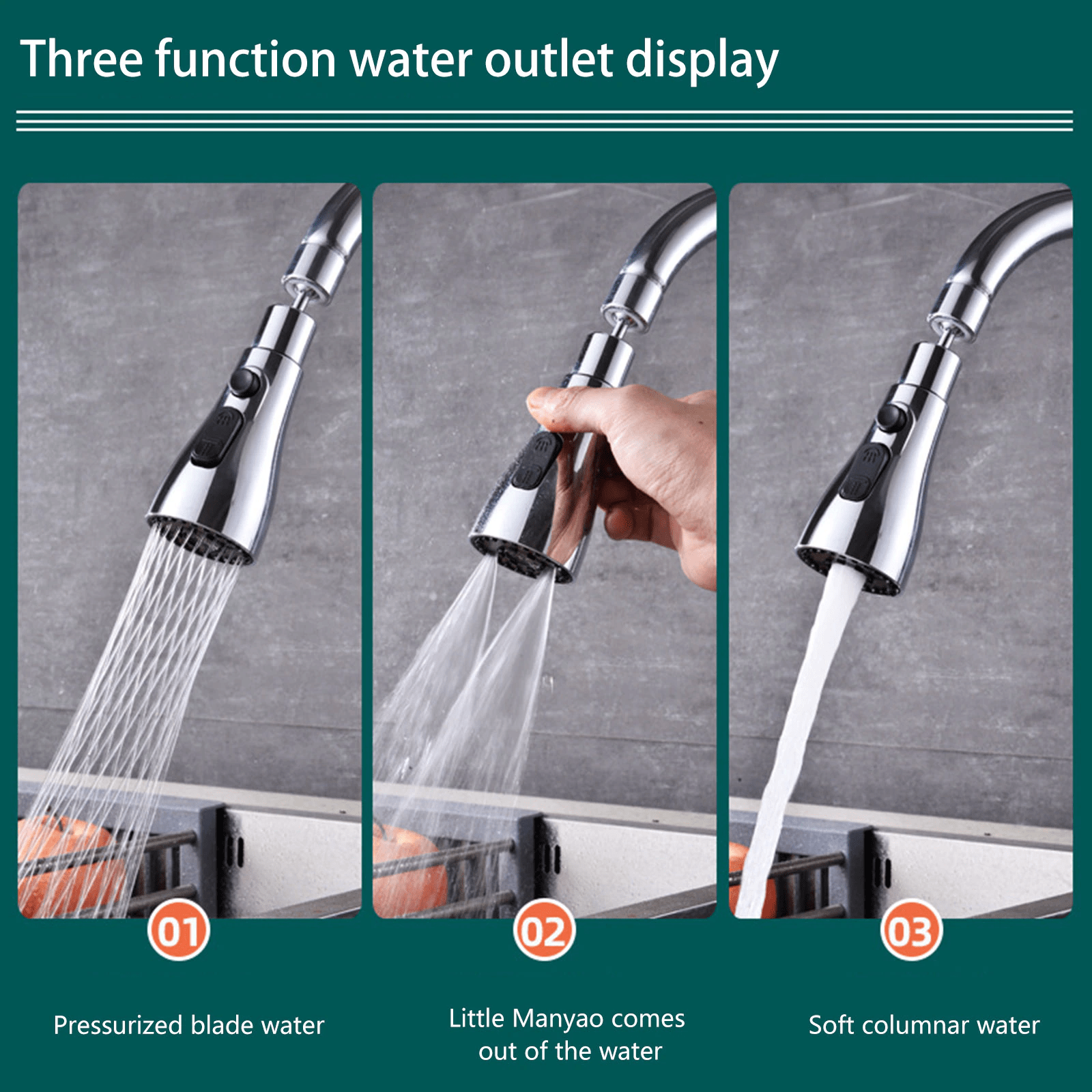Kitchen Accessories Sink Tap Water Aerator Faucet Tap Purifier - 3 Modes Water Faucet Sprayer Faucets 3 Modes Water Sprayer