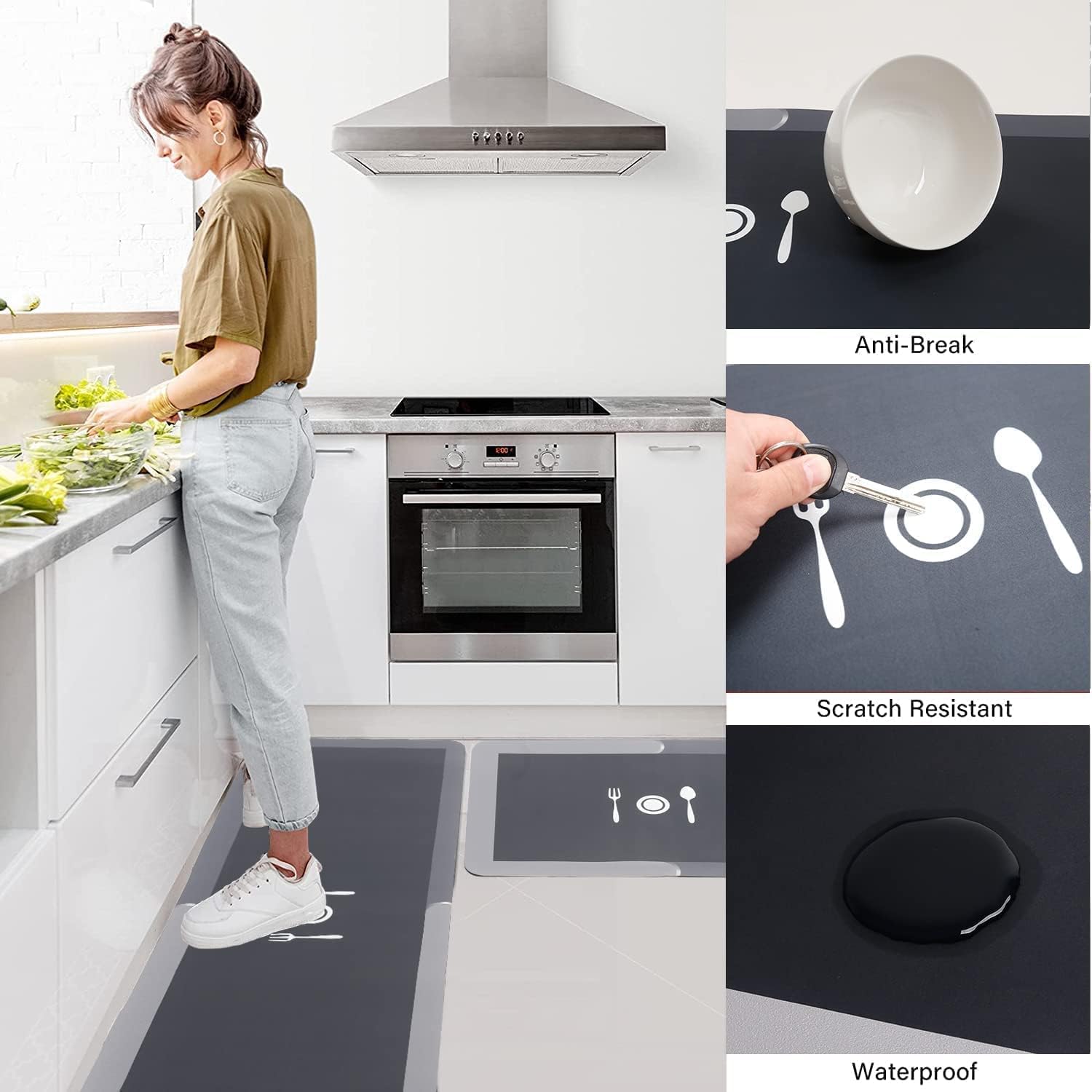 Kitchen Floor Mat (Combo of 2) | Floor Mat Kitchen Rubber Carpet Doorway Matting For Floor - Kitchen Floor Mat (Combo of 2)
