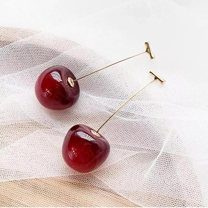 Korean Style Cherry Earrings For Women (Red Colour) Earrings Cherry Earrings Korean Style For Women (Red Colour)