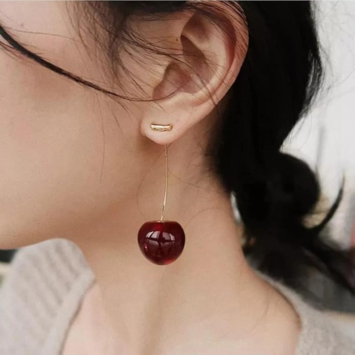 Korean Style Cherry Earrings For Women (Red Colour) Earrings Cherry Earrings Korean Style For Women (Red Colour)