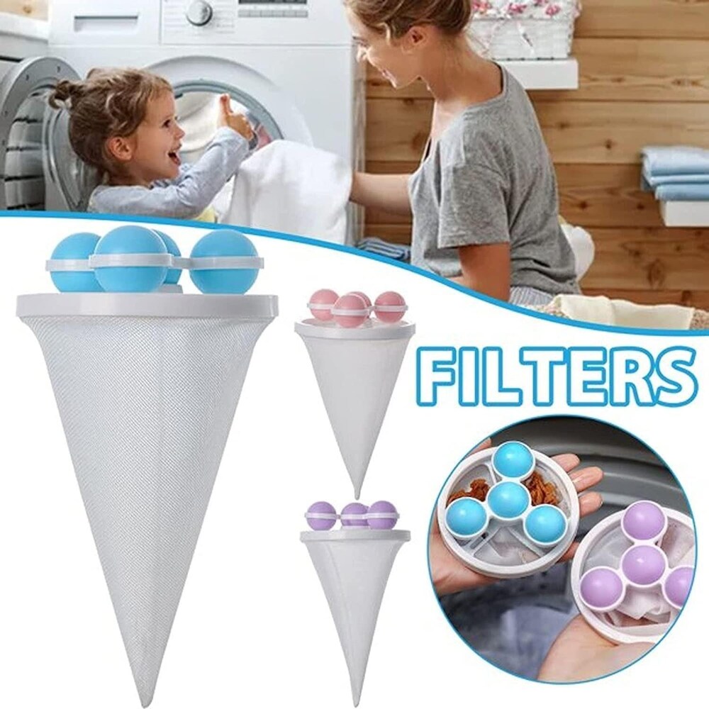 Laundry Floating Lint Remover (Pack of 3) | Lint Remover Pet Hair Laundry Balls Mesh Bag Washing Machine - Laundry Floating Lint Remover (Pack of 3)