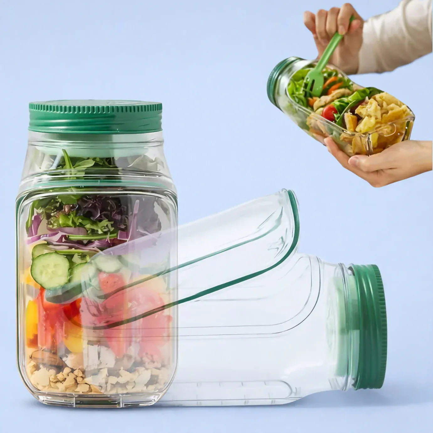 Leakproof Salad Jar with Side Opening | Glass Jars Glassware Container Salad Jar Mixer With Sauce Containers Food Storage Leakproof Salad Jar with Side Opening