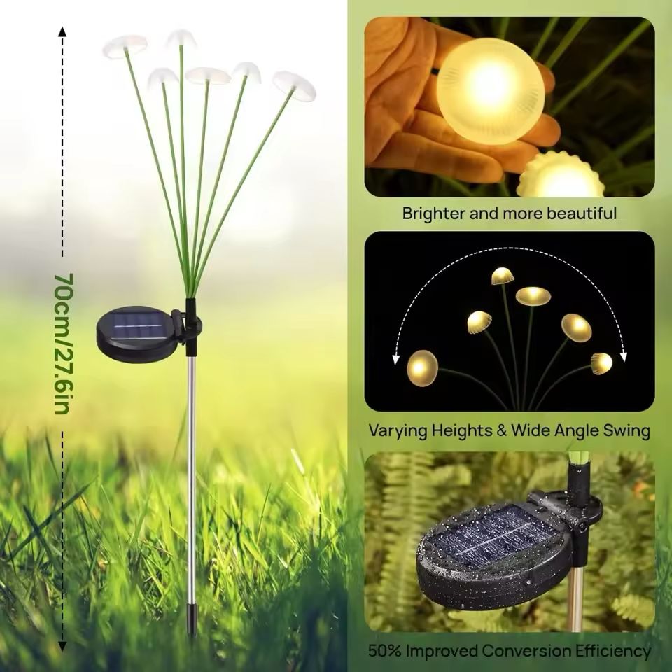LED Solar Mushroom Garden Lights | Led Lights Garden Light Solar Powered Ourdoor Mushroom Bulbs - Pack of 1 - LED Solar Mushroom Garden Lights