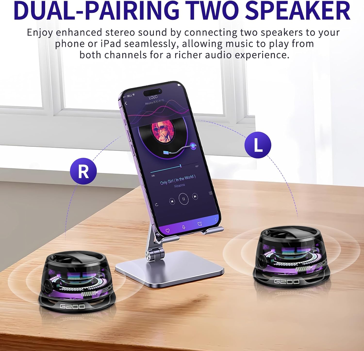 Magnetic Bluetooth Speaker | Bluetooth Speaker Portable Mini Loud Speakers Wireless Magnetic - Pack of 1 - Magnetic Bluetooth Speaker G200 Magnetic Bluetooth Speaker with RGB Lights