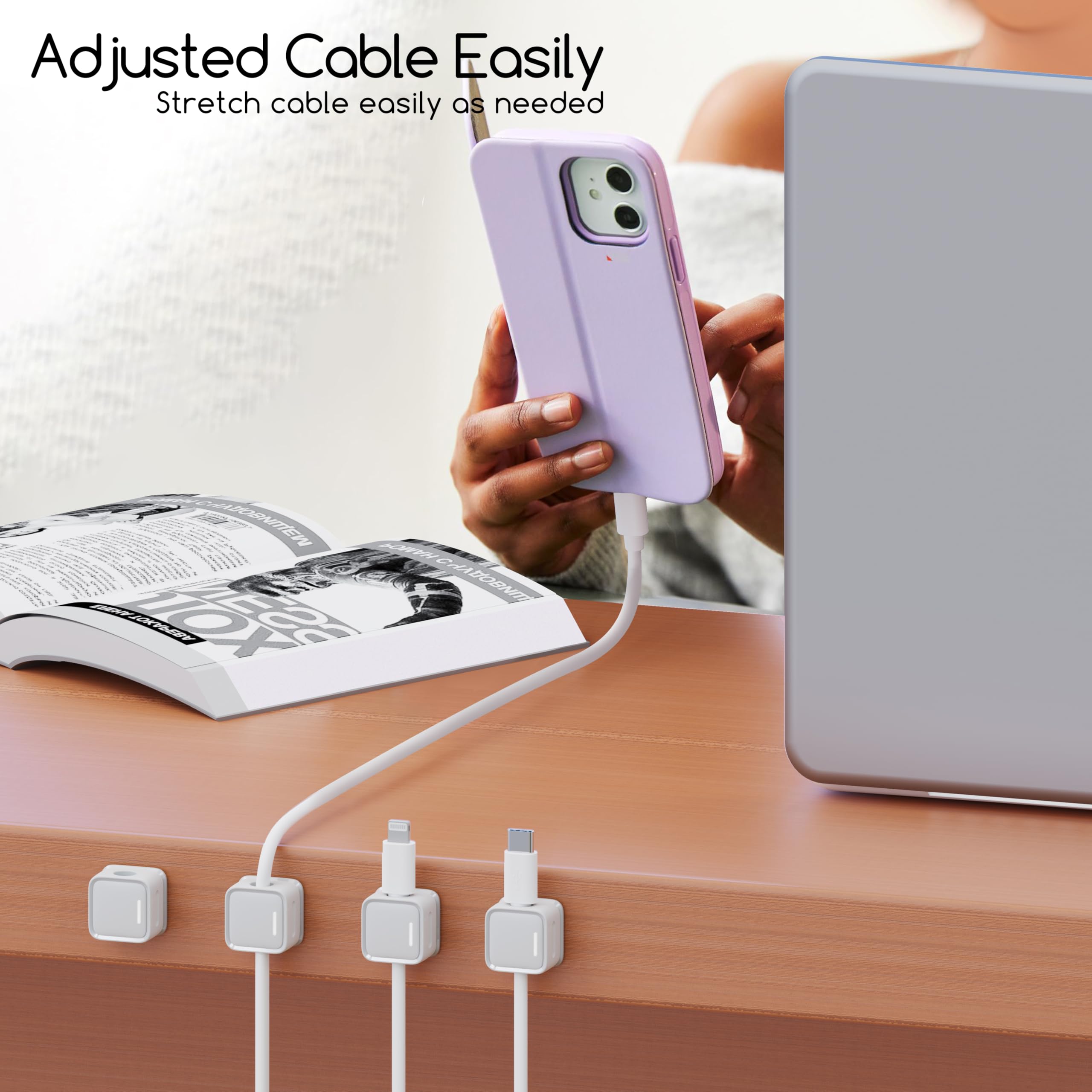 Magnetic Cable Clip (8 pcs) | Cable Holder Management Organizer Wire Clips Desk Cord Magnetic Cable Clip (8 pcs)