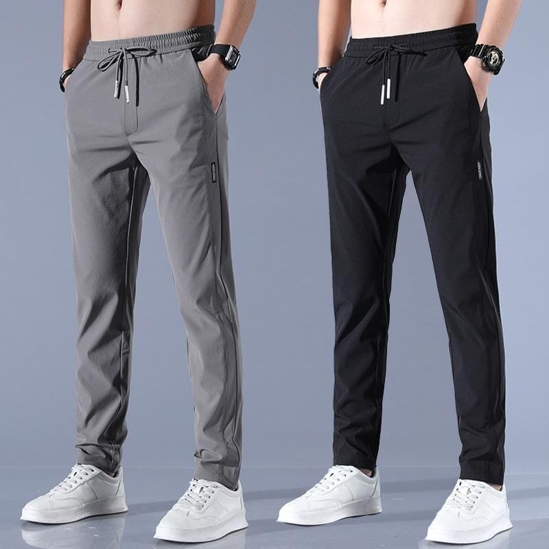 Men's Lycra Elastic Track Pants Tracksuits Black (Pack of 2) Men's Lycra Track Pants (Buy 1 Get 1 Free)
