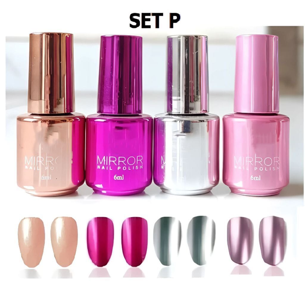 Metallic Mirror Finish Glass Nail Polish (Set Of 4) | Nail Polish Paint Set Varnish Colours Metallic Colors SET P Metallic Mirror Finish Glass Nail Polish (Set Of 4)