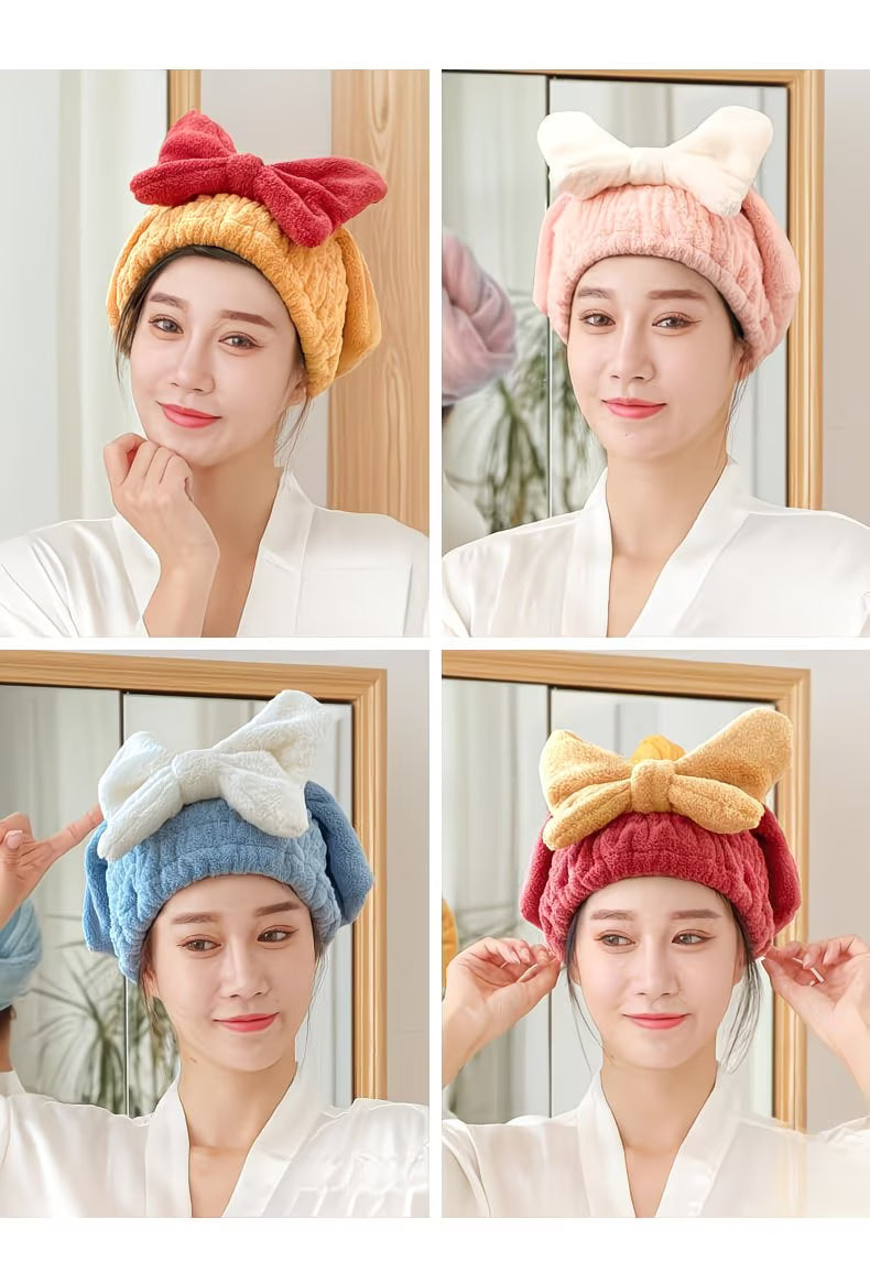 Microfiber Hair Towel Cap (Set of 2) | Blow Drying Hair Towel Microfibre Hair Cap Scarf Wrapped Towels Microfiber Hair Towel Cap (Set of 2)
