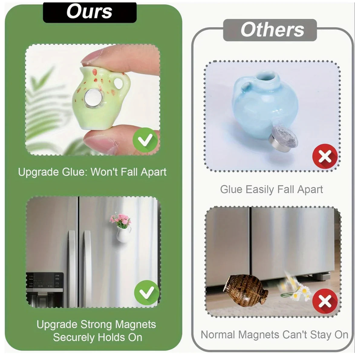 Mini Flower Vase Fridge Magnets | HomeDecor Flower Vase Fridge Magnets For Refrigirators Ceramic Vase - Home - Mini Flower Vase Fridge Magnets