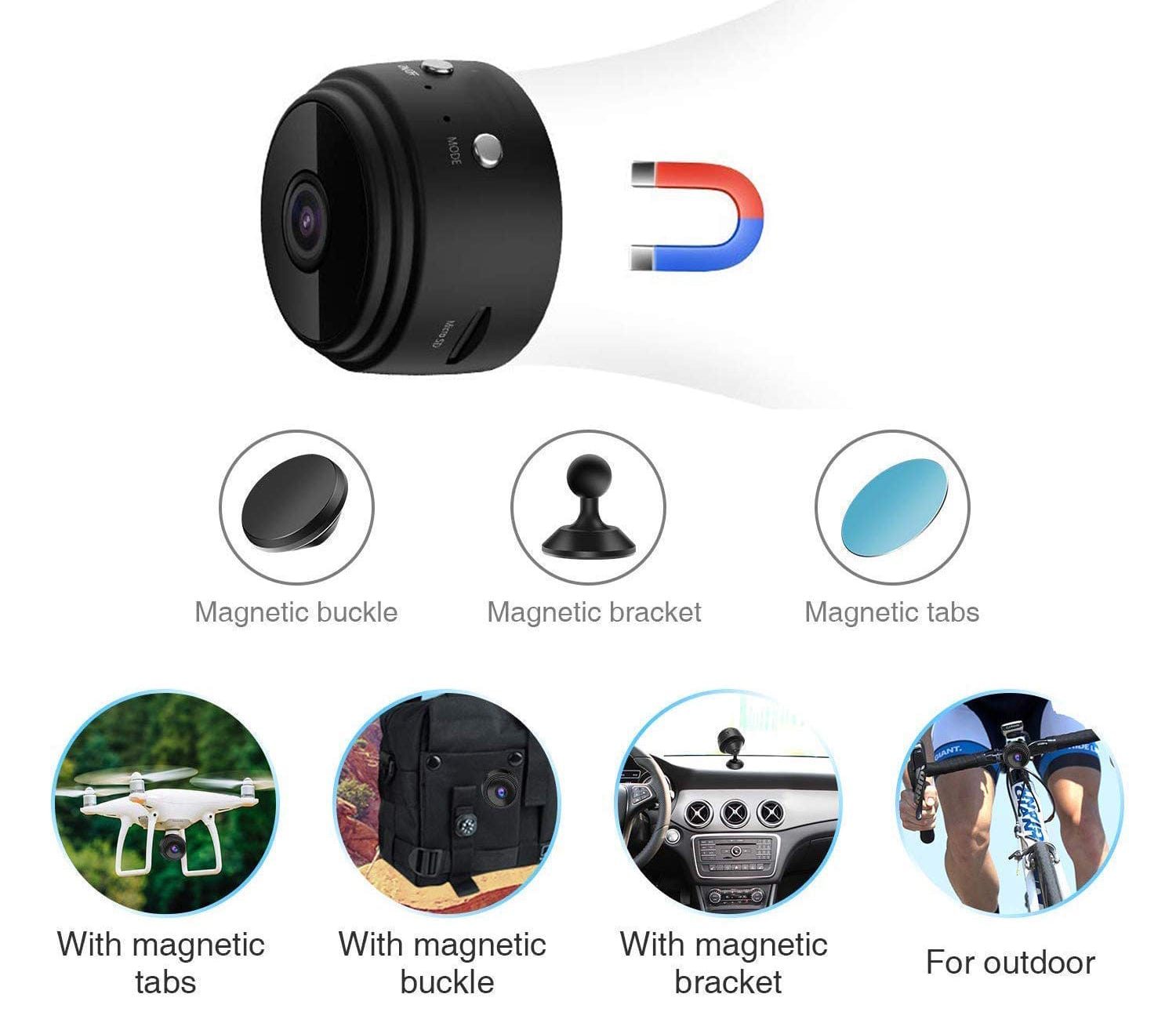 Mini Wireless Magnetic Security Camera | Spy Mini Camera Wireless Cctv Audio Video Wifi Camera security camera Mini 1080P Wireless Magnetic Camera