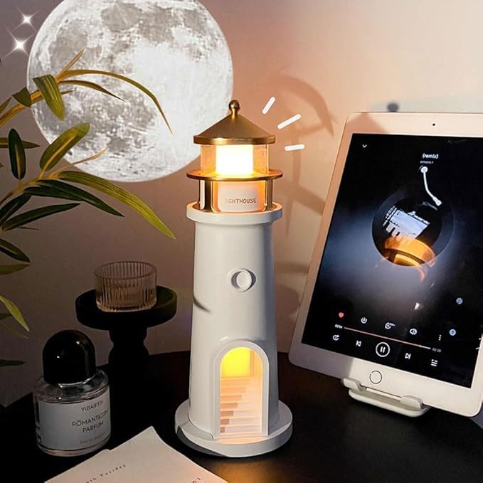 Moon Lamp Projector Lighthouse | Night Light Table Lights House Moonlight Home Decor Moon Lamp Projector Lighthouse
