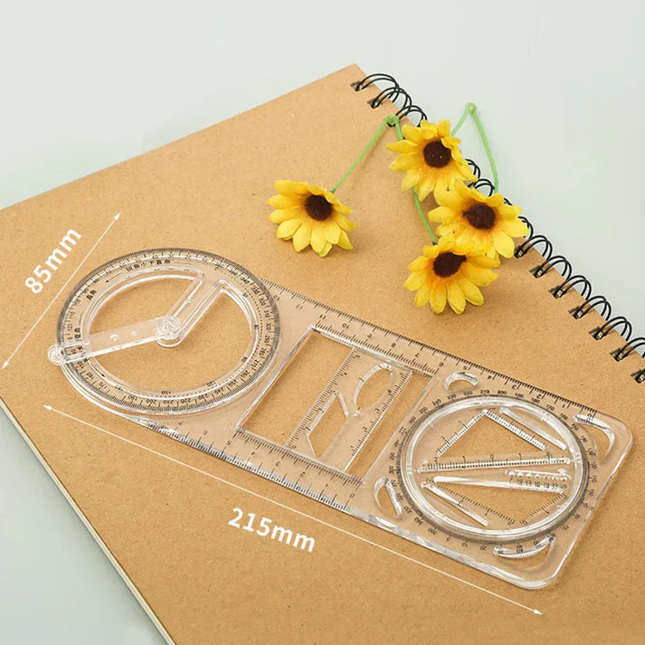 Multifunctional Geometry Ruler | Geometric Shapes Measuring Scale Math Mathematical Angle Straight - Multifunctional Geometry Ruler