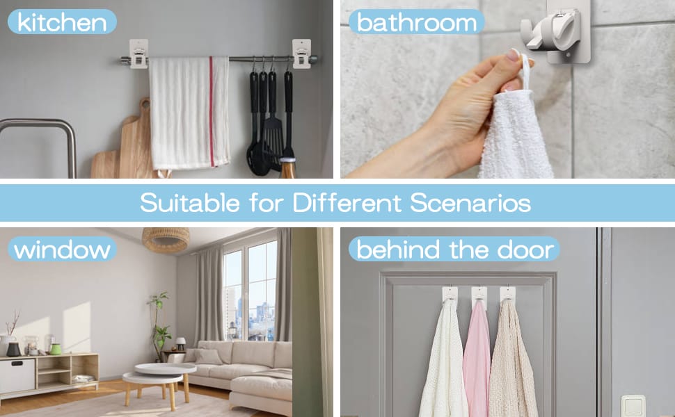Nail-free Adjustable Rod Bracket Holders (Set of 4) | Curtain Rod Holders Nail-free Adjustable Rod Bracket Holders (Set of 6)