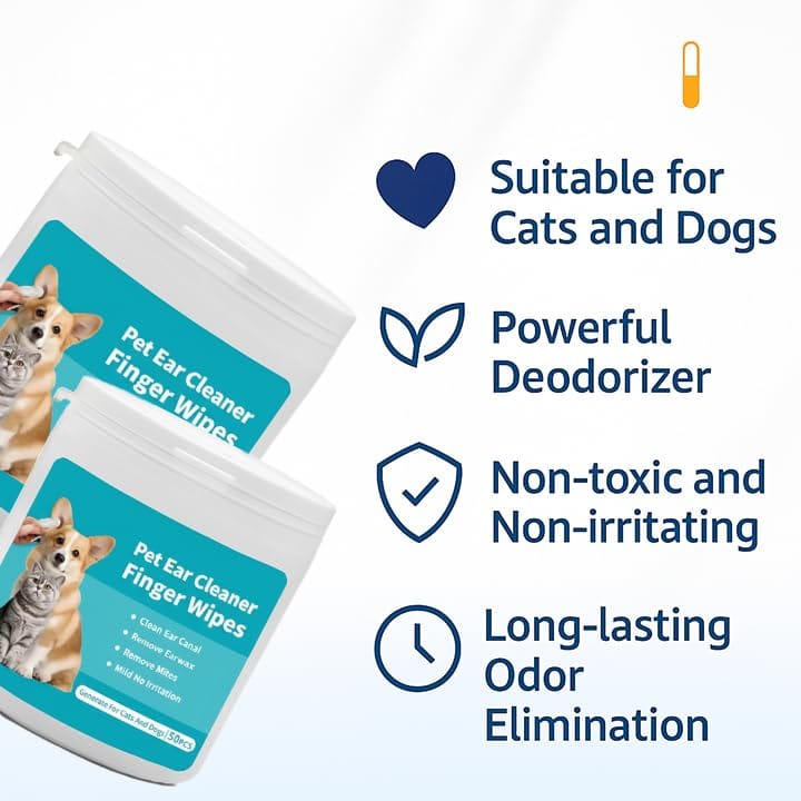 Pet Ear Cleaning Finger Wipes (50pcs Set) | Ear Cleaning Care Waxing Cleaner Ears Solution Wipes For Pets Pet Ear Cleaning Finger Wipes (50pcs Set)