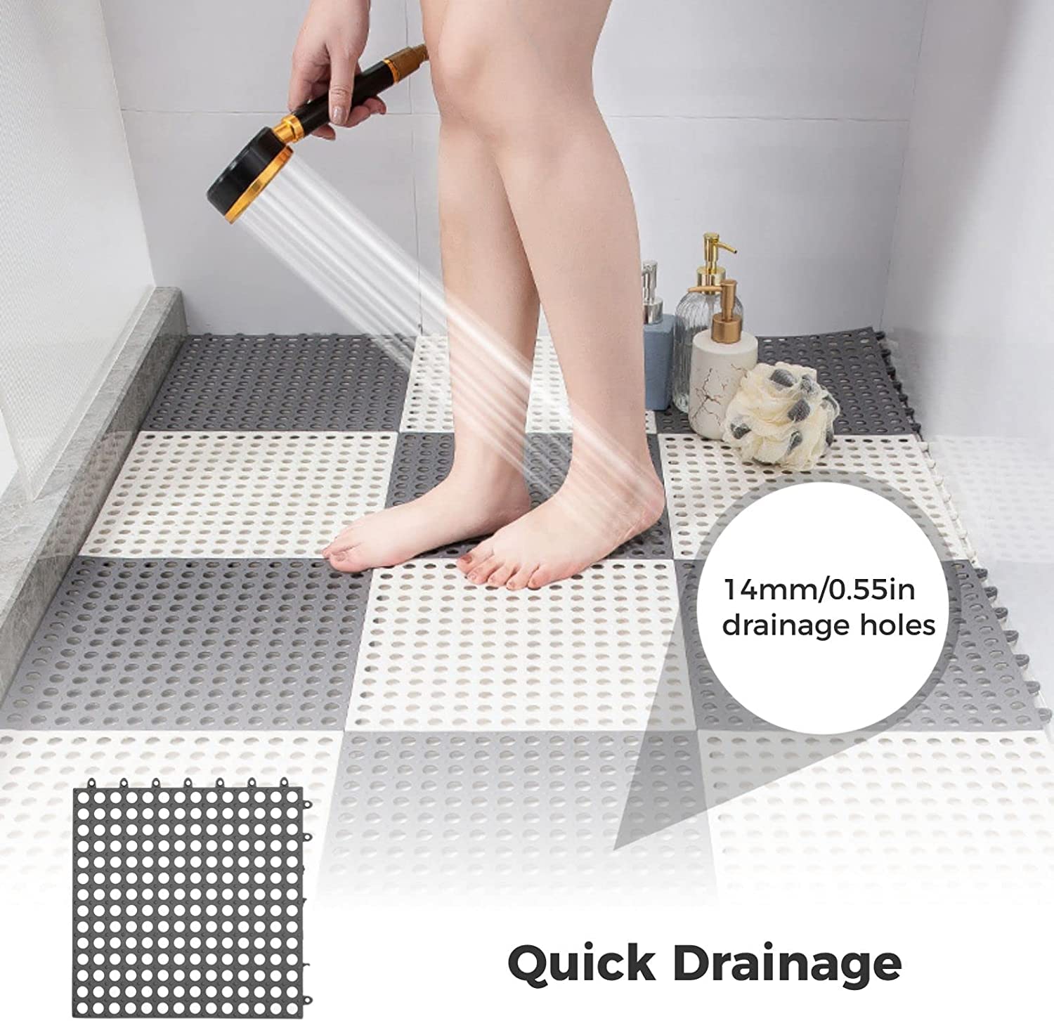 Plastic Bath Mat with Drain Holes and Drainage (Pack of 6) Plastic Bath Mat with Drain Holes and Drainage (Pack of 6)