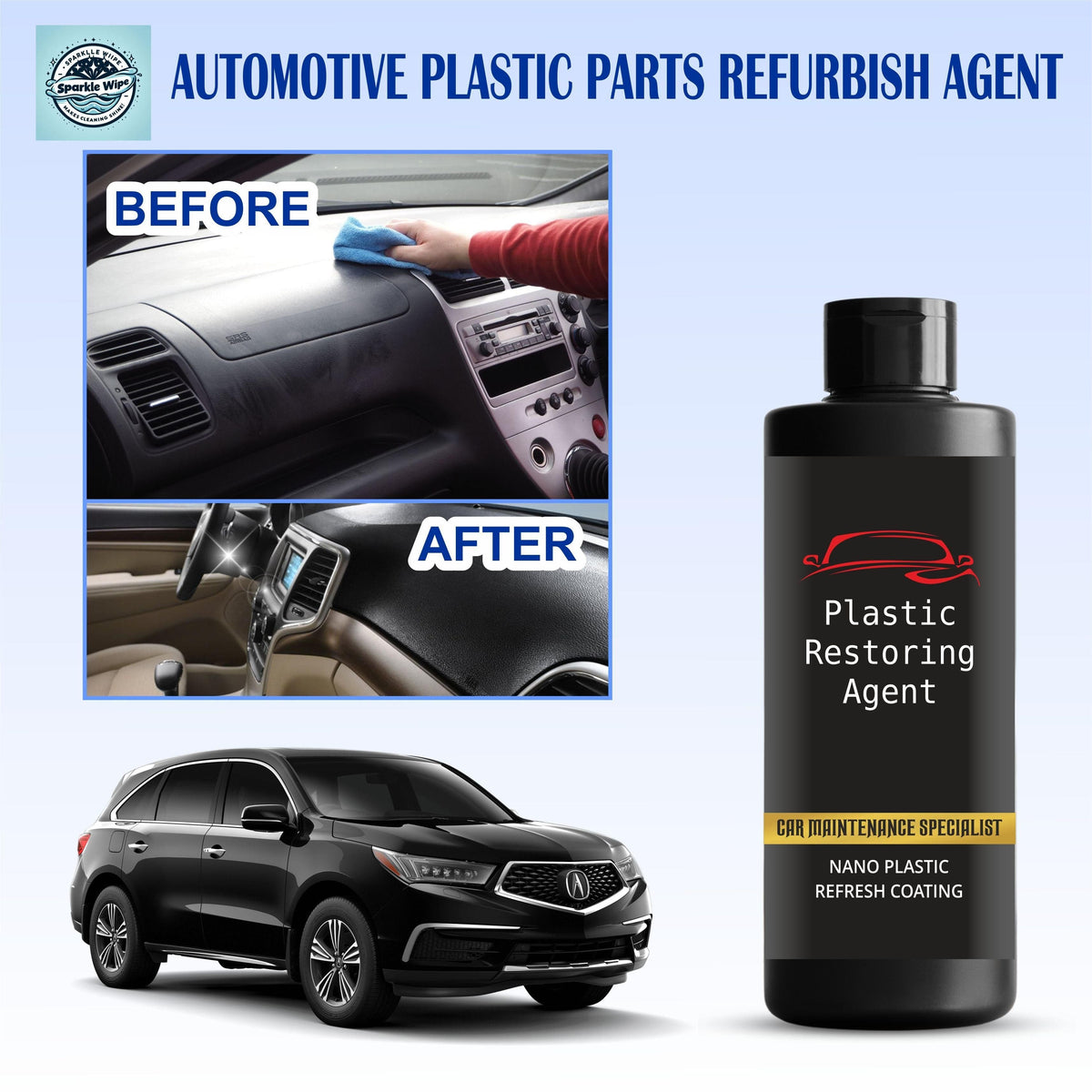 Plastic Restoring Agent (Set of 2) | Car Washes Coating Shine Interior Exterior Plastic Restoring Agent (Set of 2)