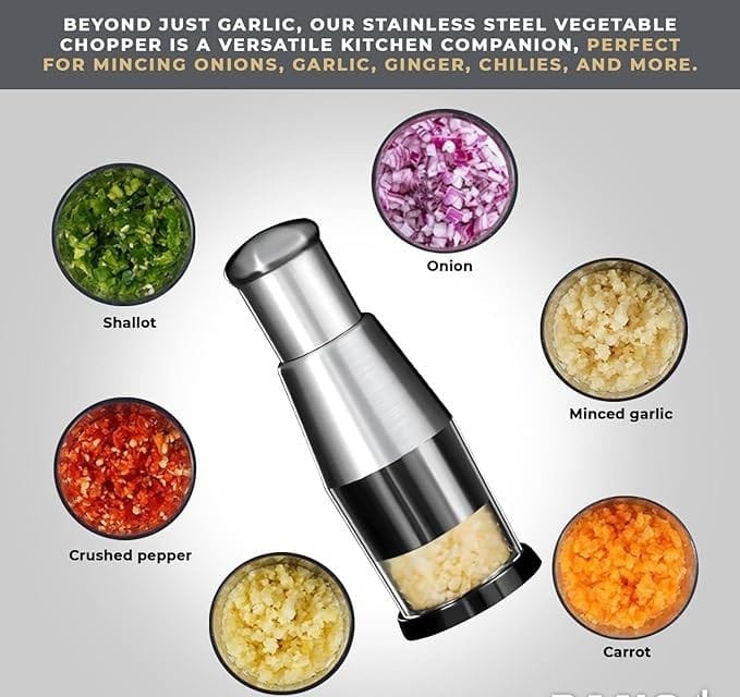 Portable Handpress Onion Garlic Chopper | Chopper Food Processor Manual Mini Compact Potable Chopper Hand Press Garlic Chopper