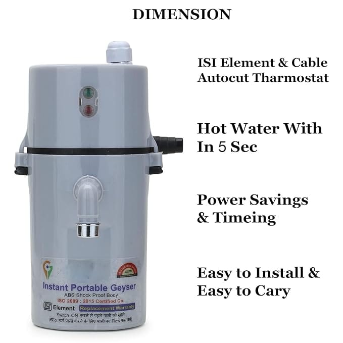 Portable Instant Geyser | Water Heater Electric Hot Water Portable Instant Geyser