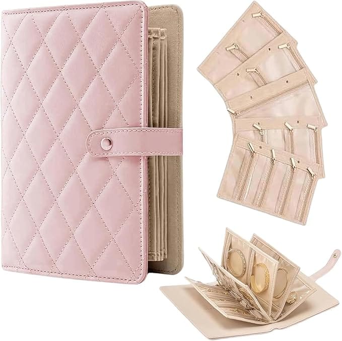 Portable Leather Jewelry Storage Book | Jewellery Organiser Boxes Storage Book Portable Leather Jewelry Storage Book