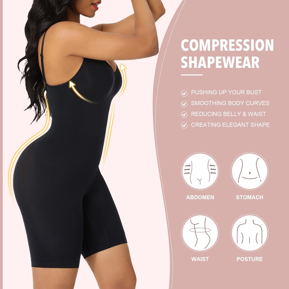 Premium Full Body Cotton Shapewear | Jump Suit One Piece For Women Fashion Sleeveless Jumpsuits - S / Black - Premium Full Body Cotton Shapewear
