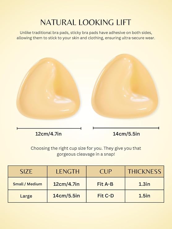 Push-up Sticky Breast Pads | Sports Bra Brassiere Push Up Bra Padding Pads Bra Cups - A Cup (Fits 32A-32B-34A-36A-38A) - Push-Up Sticky Breast Size up Pads