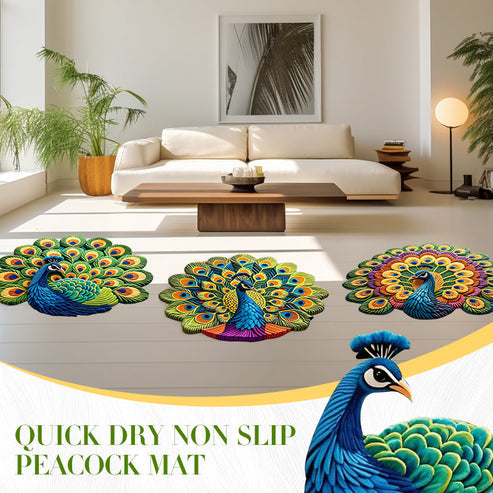 Quick-dry Non-slip Mat (Pack of 2) | Mat For Bathroom Anti Non Slip Home Mat Nonskid Mats - Quick-Dry Non-Slip Peacock Mat (Pack of 2)