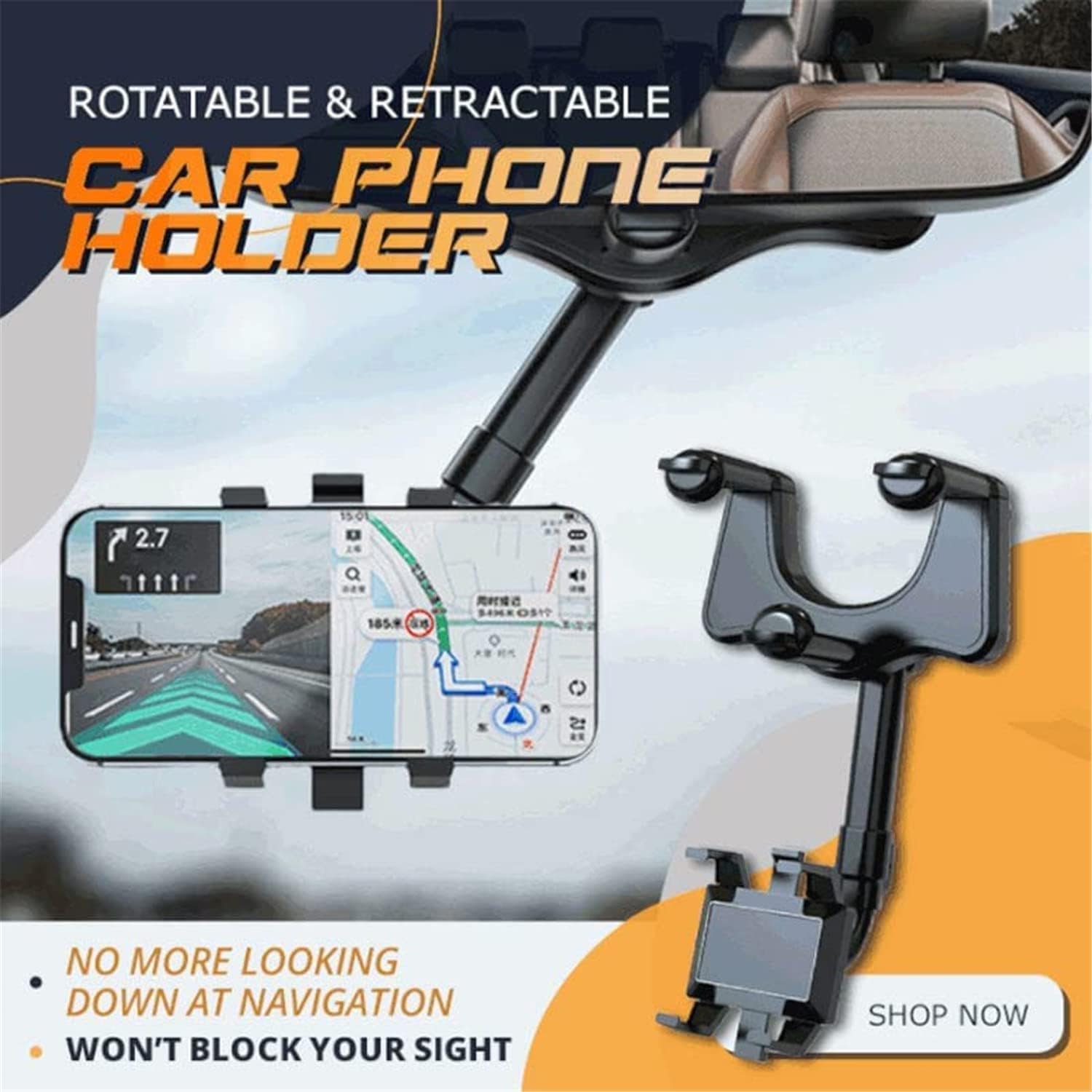 Rearview Mirror Phone Holder | Mobile Stand Phone Holder Cell Clip Holder Rearview Mirror Phone Holder