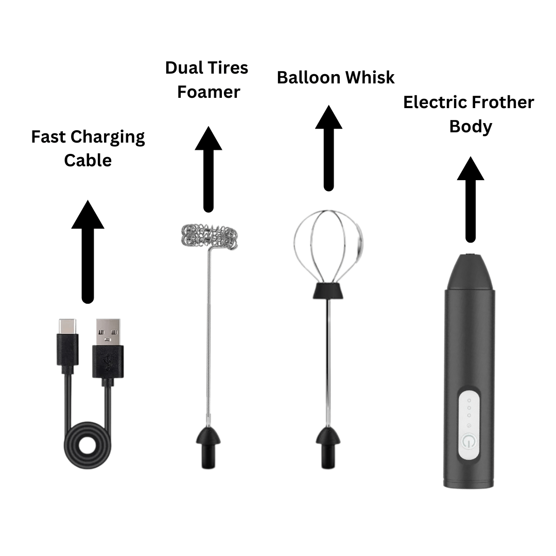 Rechargeable Milk & Coffee Frother Blender Milk Frothing Electric Coffee Whisk Mixer Rechargeable Milk & Coffee Frother