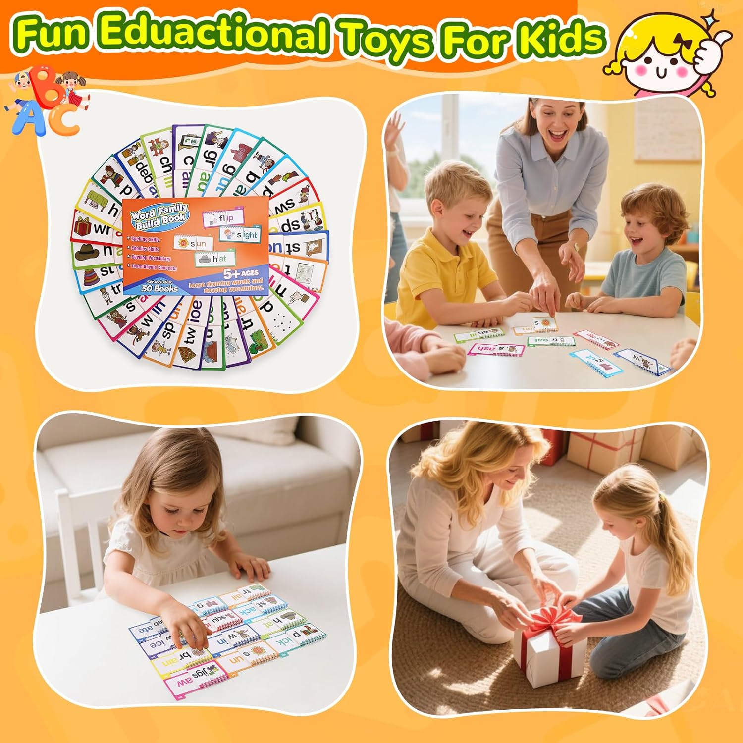 Rhype Flip Books (Set of 30 Books) | Reading Books Activity Abc Beginner Rhyming Baby Educational Book Rhyme Flip Books (Set of 30 Books)