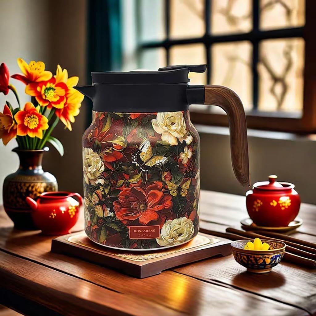 Ridley Vintage Floral Pattern Teapot (800ml) | Tea Pot Kettle Leaves Thermos Infuser Filter Flask - Ridley Vintage Floral Pattern Teapot (800ml)
