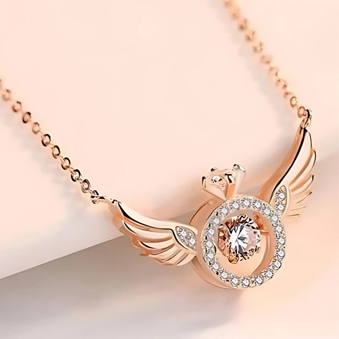 Rose Gold Angel Wings Pendant Chain | Gold Chain Rosegold Pendant Chain Necklace Locket - Rose Gold Angel Wings Pendant Chain