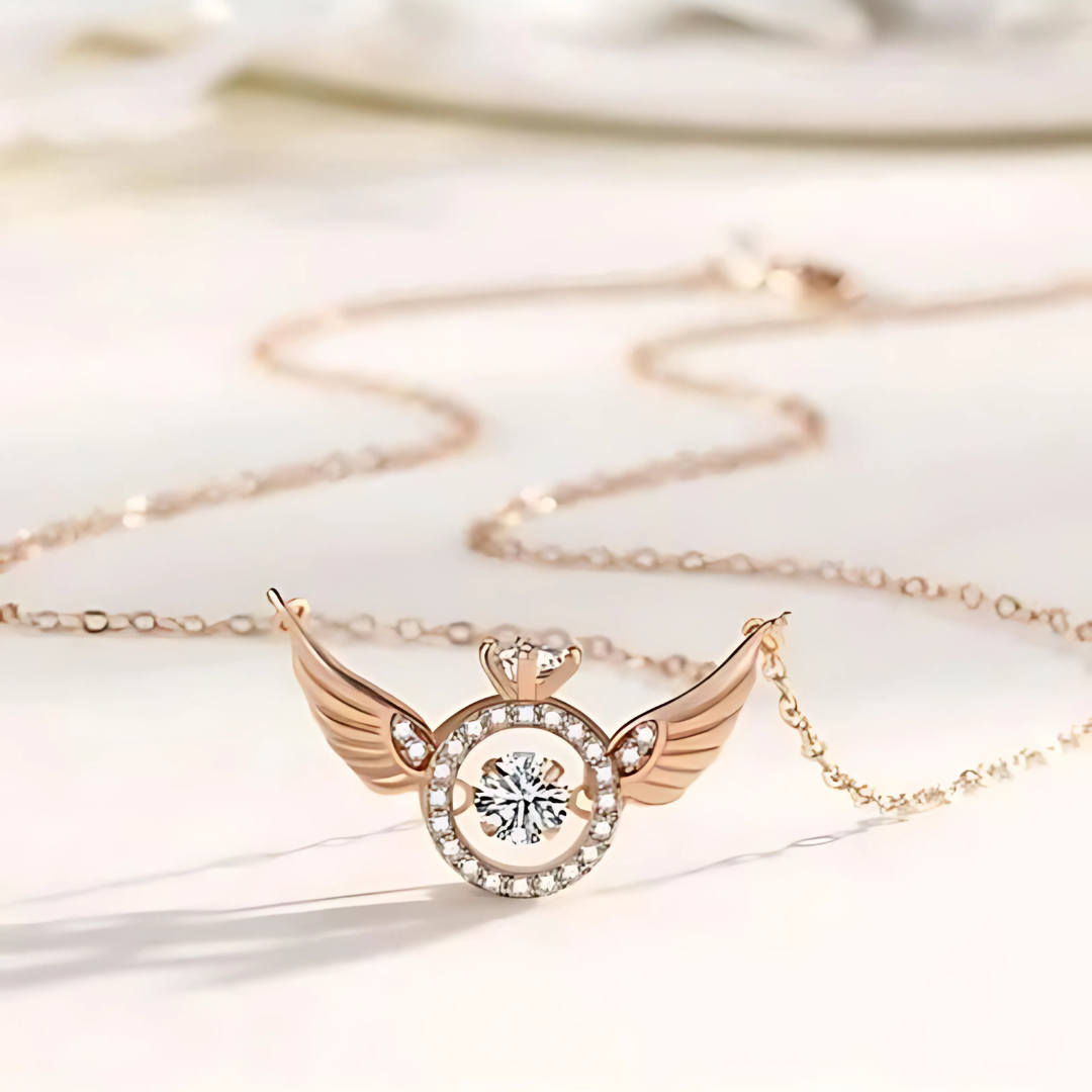 Rose Gold Angel Wings Pendant Chain | Gold Chain Rosegold Pendant Chain Necklace Locket - Rose Gold Angel Wings Pendant Chain