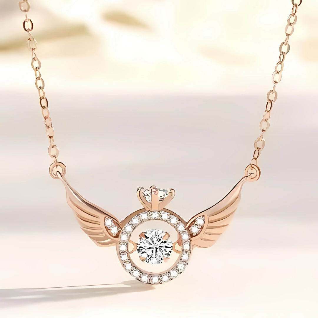 Rose Gold Angel Wings Pendant Chain | Gold Chain Rosegold Pendant Chain Necklace Locket - Rose Gold Angel Wings Pendant Chain
