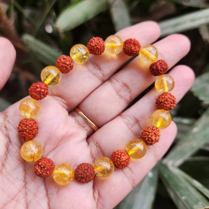 Rudraksha Citrine Crystal Bracelet (Pack of 2) | Citrine Bracelet Rudraksha Crystal Bracelets For Men And Women Rudraksha Citrine Crystal Bracelet (Pack of 2)