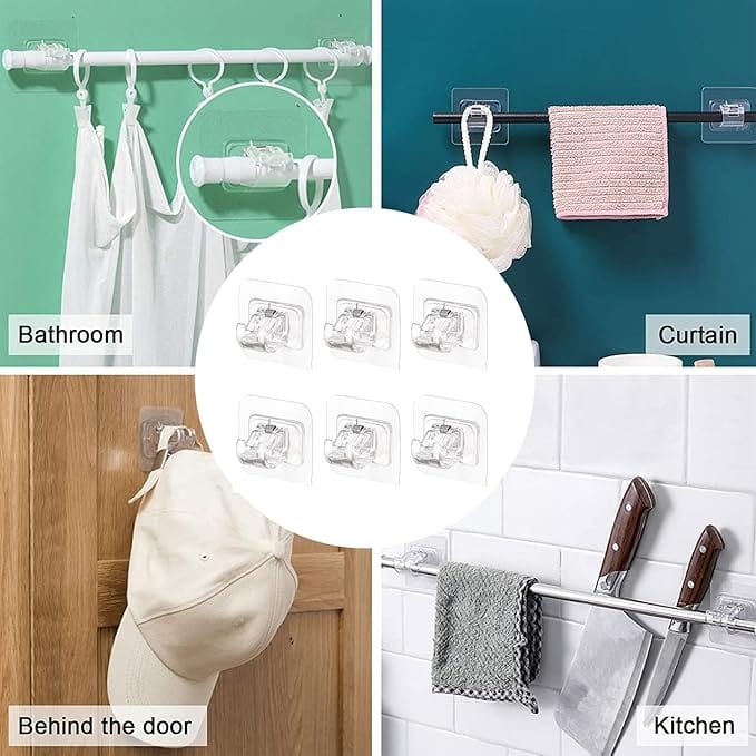 Self Adhesive Hook | Wall Hook Hanger Hanging Curtain On Wall Self Adhesive Hook (Pack of 4)