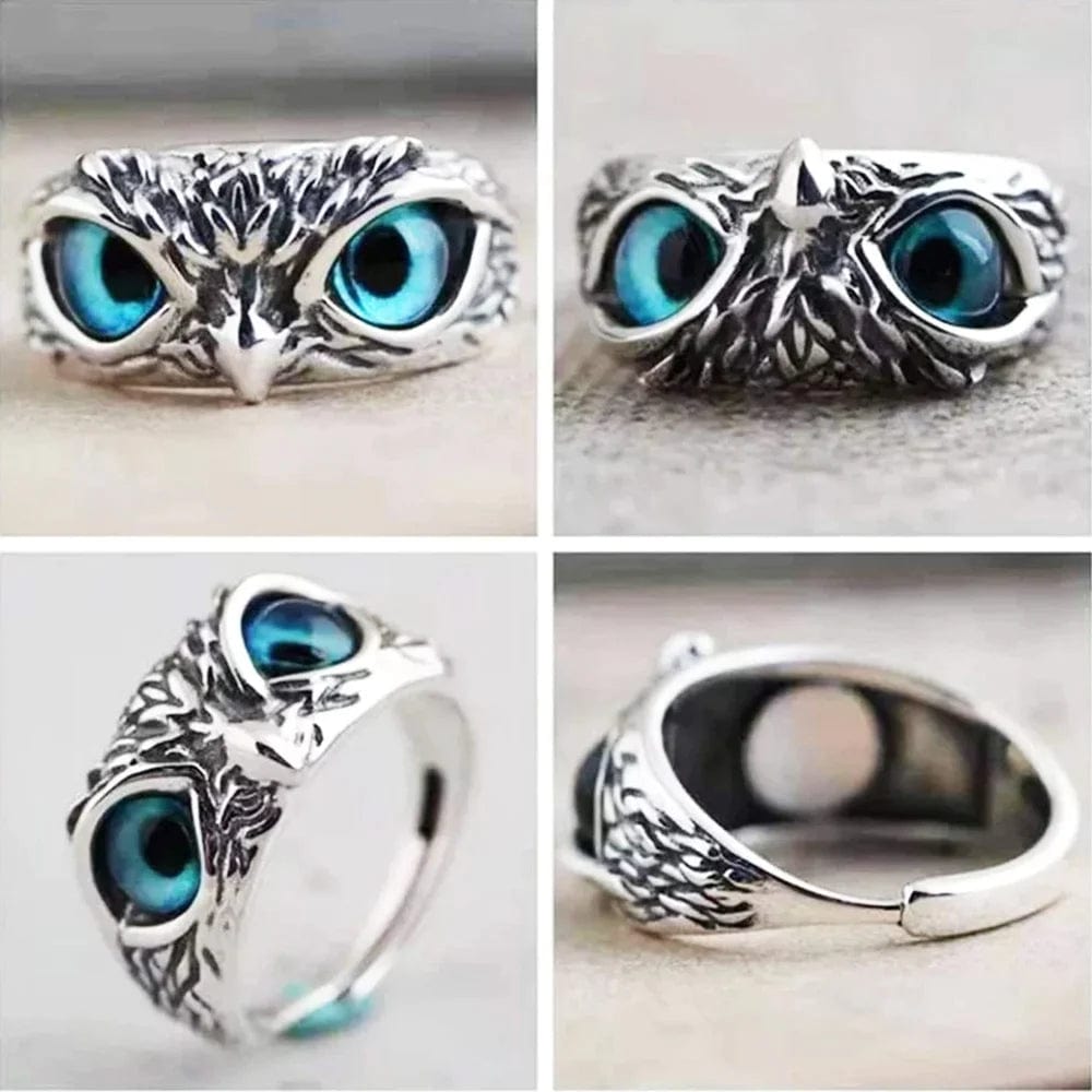 Silver Plated Owl Ring Stone Rings For Men (Pack of 2) Other Owl Ring (Buy 1 Get Free)
