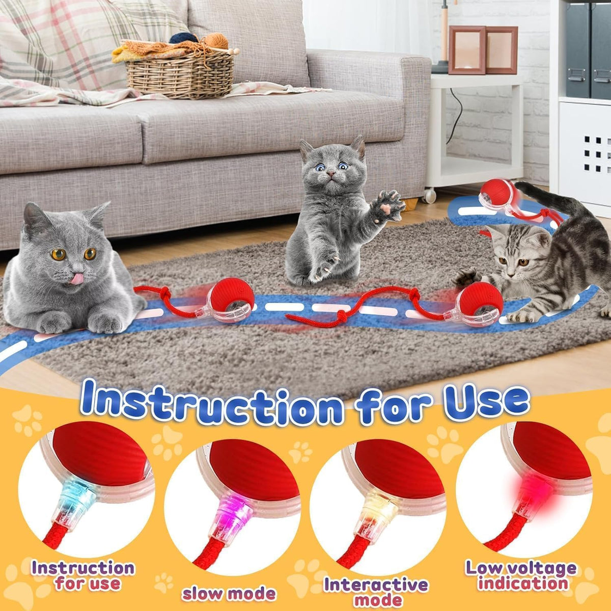 Smart Rolling LED Pet Ball | Cat Toy Catnip Toys For Cats Kitten Balls Accessories Ball Smart Rolling LED Pet Ball
