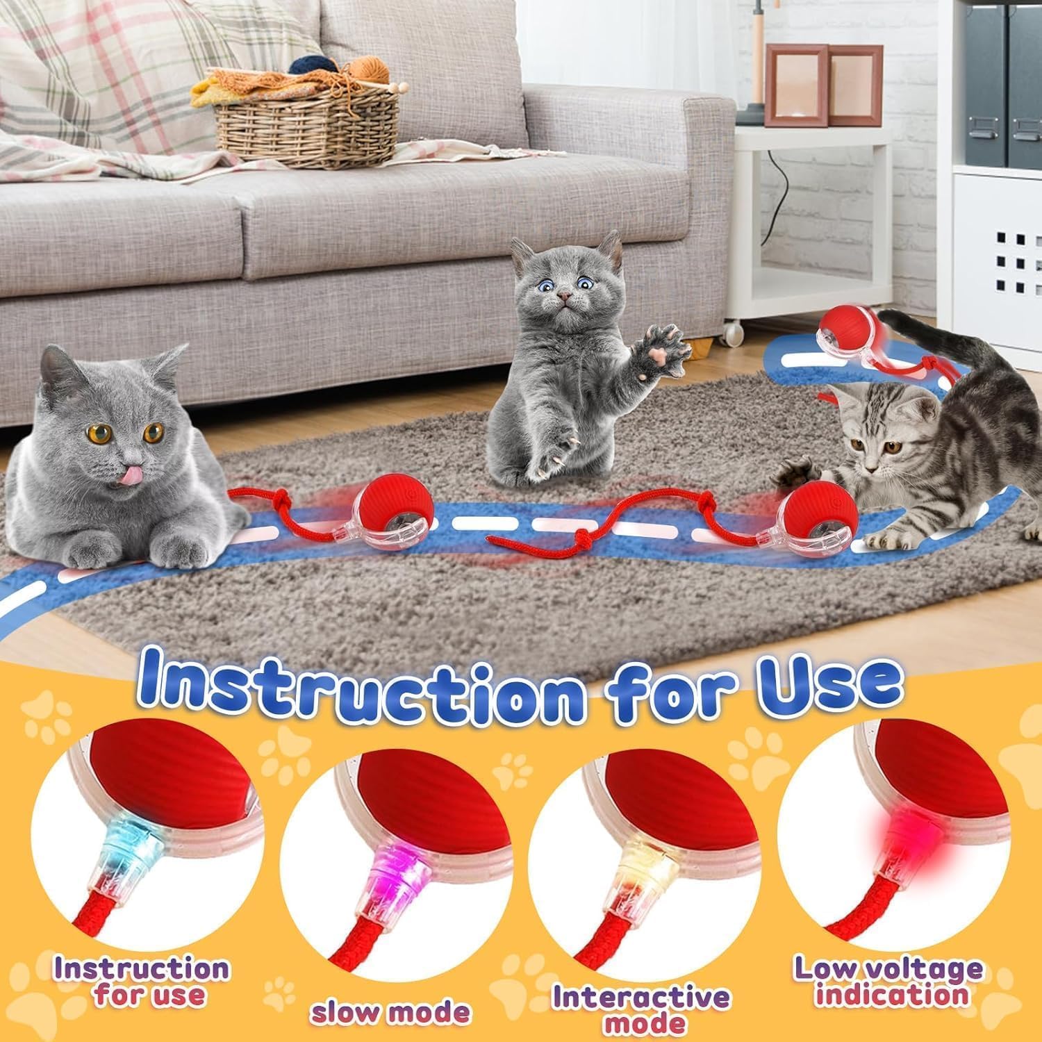 Smart Rolling LED Pet Ball | Cat Toy Catnip Toys For Cats Kitten Balls Accessories Ball - Smart Rolling LED Pet Ball
