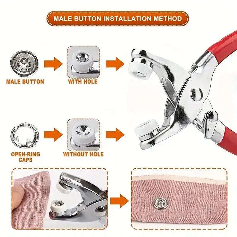 Snap Fastener Buttons Plastic Clips Tool Stud Set Buttons - Press Stud Kit Snap Button Kit
