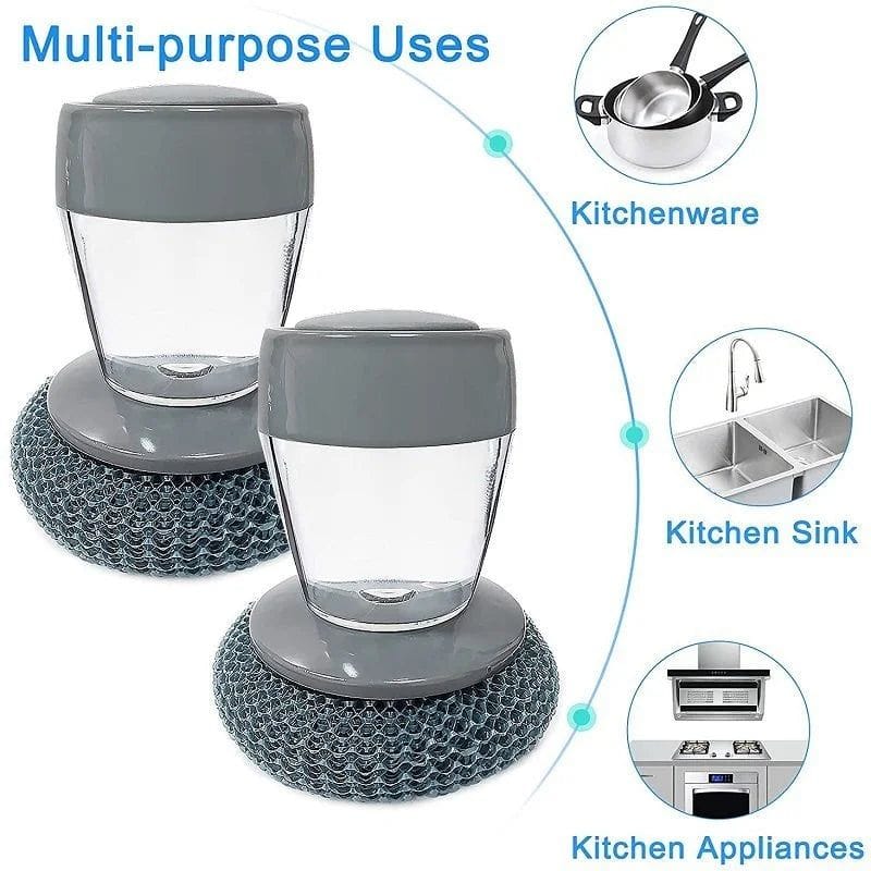 Soap Dispensing Palm Brush (Set of 2) | Dish Wash Kitchen Cleaning Cleaner For Home Brush Scrubber Soap Dispensing Palm Brush (Set of 2)