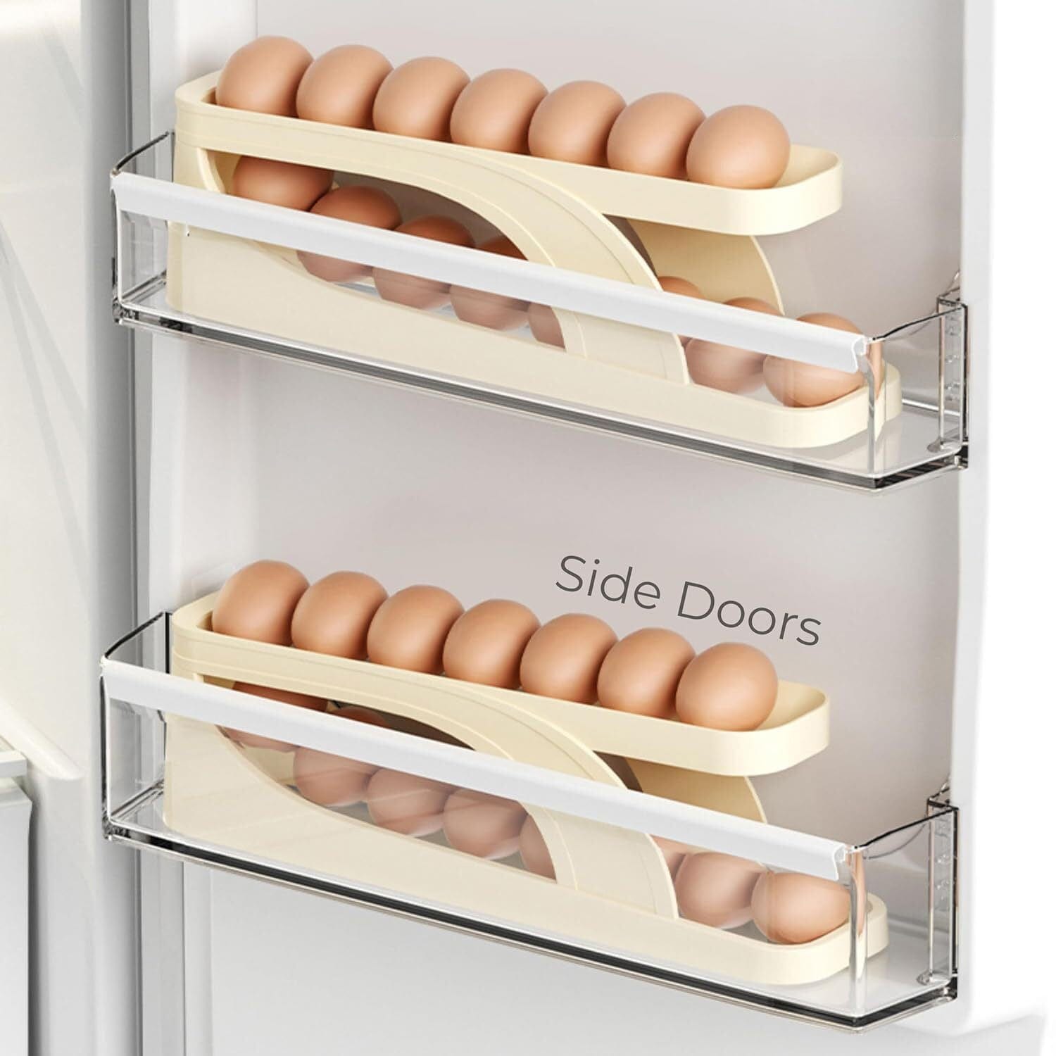 Storage Box Plastic Container Egg Box Holder Tray For Fridge- Automatically Rolling Egg Holder Container Display Rack Automatically Rolling Egg Holder